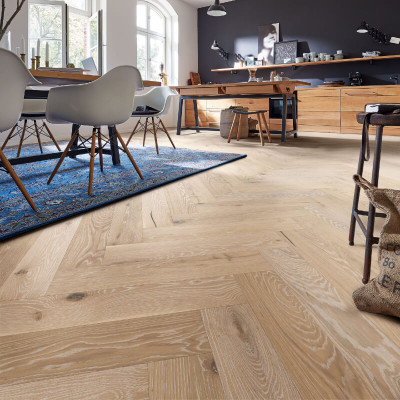 Trägolv Meister Herringbone White Washed Vital Oak