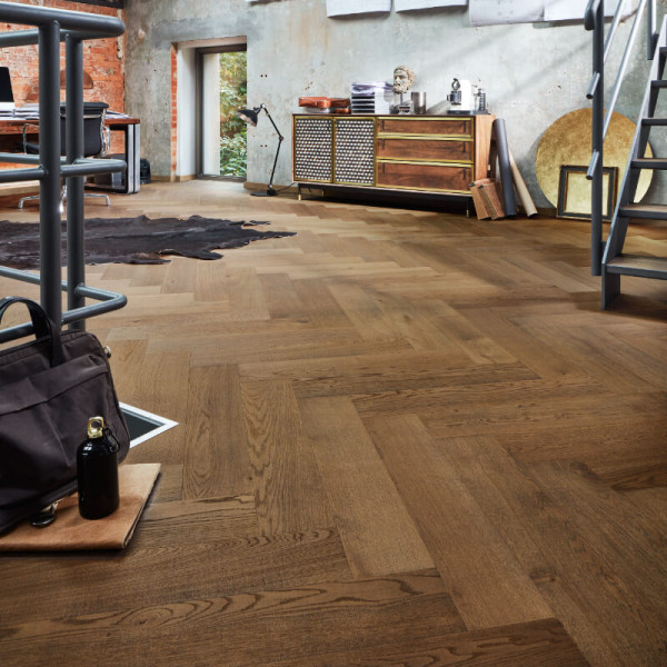 Trägolv Lindura HS 500 Herringbone Classic Olive Grey Oak