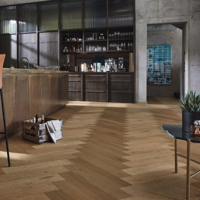 Trägolv Lindura HS 500 Herringbone Classic Greige Oak